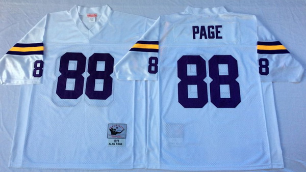 Men Minnesota Vikings 88 Alan Page White M&N Throwback Jersey