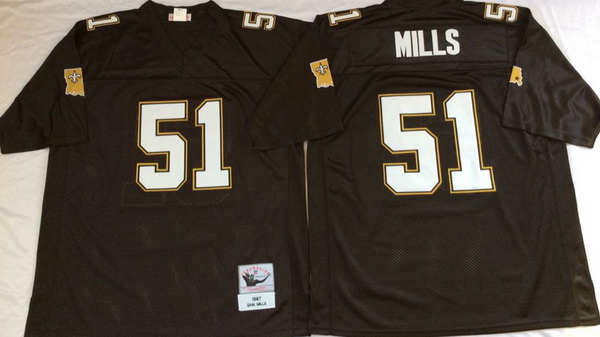 Men New Orleans Saints 51 Sam Smills Black M&N Throwback Jersey