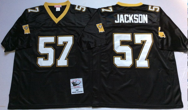 Men New Orleans Saints 57 Rickey Jackson Black M&N Throwback Jersey