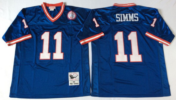 Men New York Giants 11 Phil Simms Blue M&N Throwback Jersey