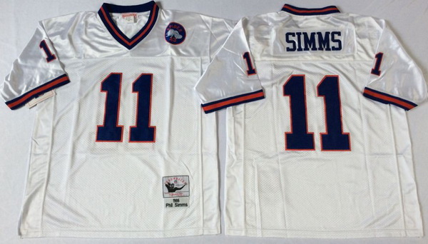 Men New York Giants 11 Phil Simms White M&N Throwback Jersey