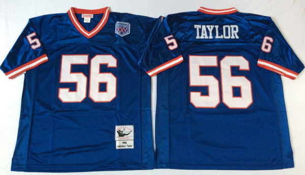 Men New York Giants 56 Lawrence Taylor Blue M&N Throwback Jersey