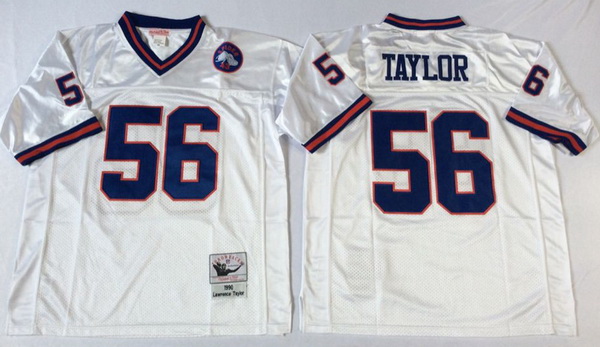 Men New York Giants 56 Lawrence Taylor White M&N Throwback Jersey