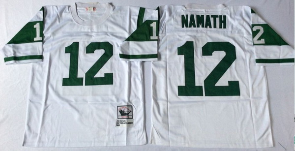 Men New York Jets 12 Joe Namath White M&N Throwback Jersey