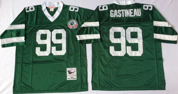 Men New York Jets 99 Mark Gastineau Green M&N Throwback Jersey