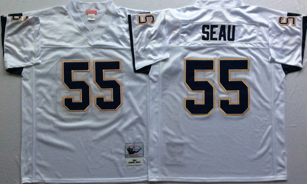 Men Nike Los Angeles Chargers 55 Junior Seau White M&N Throwback Jersey