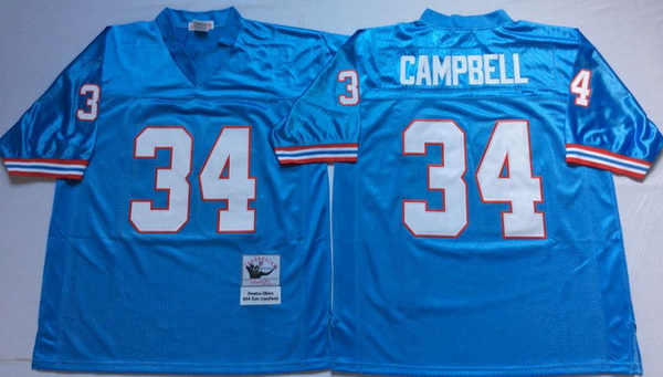 Men Oilers 34 Earl Campbell Blue M&N Throwback Jersey