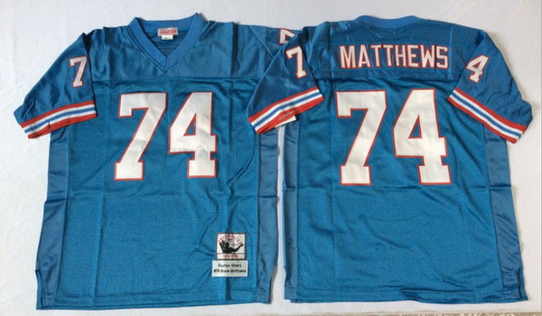 Men Oilers 74 Bruce Matthews Blue M&N Throwback Jersey