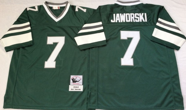 Men Philadelphia Eagles 7 Ron Jaworski Green M&N Throwback Jersey