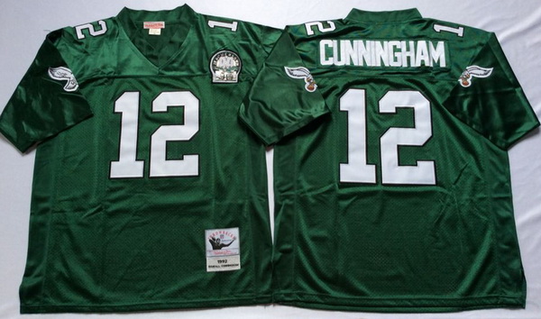 Men Philadelphia Eagles 12 Randall Cunningham Green M&N Throwback Jersey