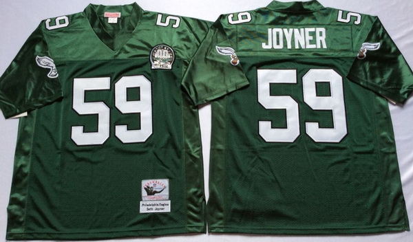 Men Philadelphia Eagles 59 Seth Joyner Green M&N Throwback Jersey