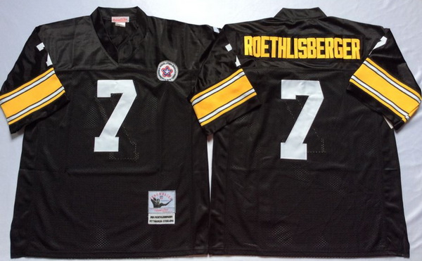 Men Pittsburgh Steelers 7 Ben Roethlisberger Black M&N Throwback Jersey