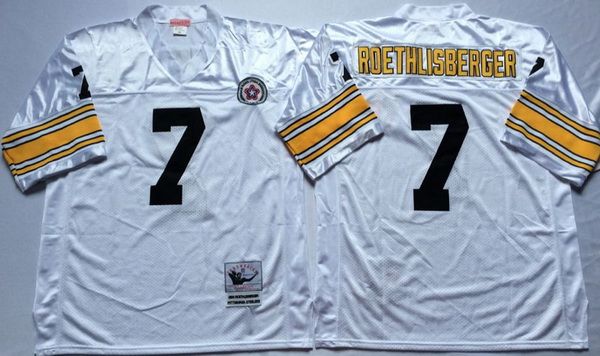 Men Pittsburgh Steelers 7 Ben Roethlisberger White M&N Throwback Jersey