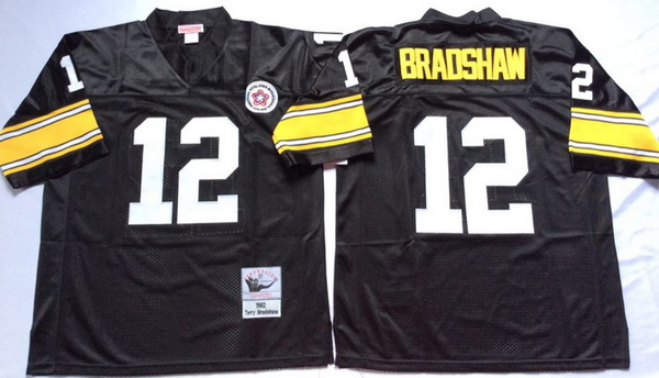 Men Pittsburgh Steelers 12 Terry Bradshaw Black M&N Throwback Jersey