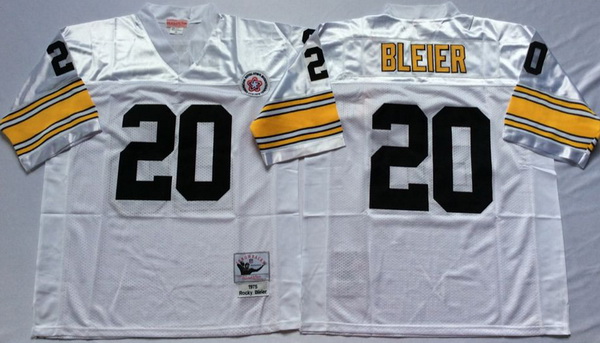 Men Pittsburgh Steelers 20 Rocky Bleier White M&N Throwback Jersey