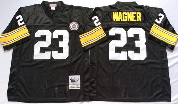 Men Pittsburgh Steelers 23 Mike Wagner Black M&N Throwback Jersey