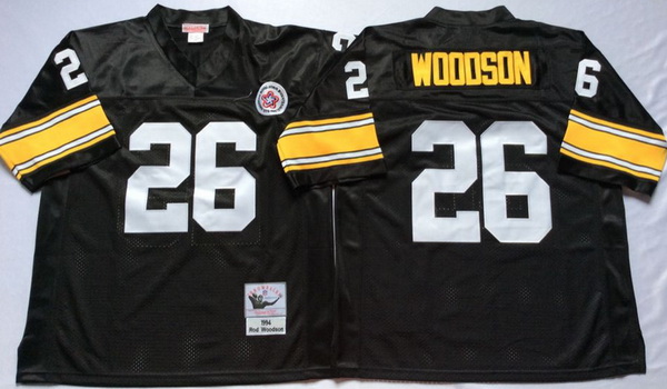 Men Pittsburgh Steelers 26 Rod Woodson Black M&N Throwback Jersey