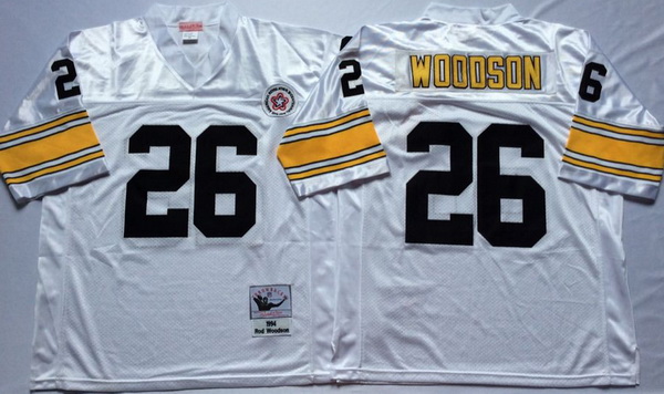 Men Pittsburgh Steelers 26 Rod Woodson White M&N Throwback Jersey