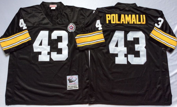 Men Pittsburgh Steelers 43 Troy Polamalu Black M&N Throwback Jersey