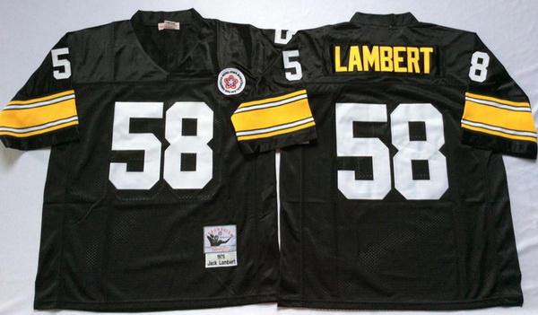 Men Pittsburgh Steelers 58 Jack Lambert Black M&N Throwback Jersey