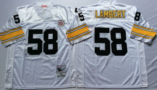 Men Pittsburgh Steelers 58 Jack Lambert White M&N Throwback Jersey