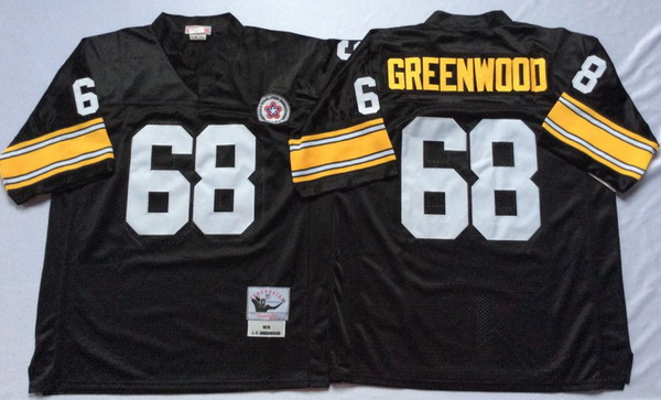 Men Pittsburgh Steelers 68 L. C. Greenwood Black M&N Throwback Jersey