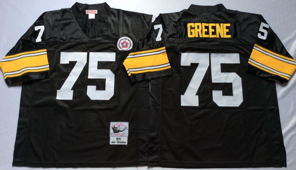 Men Pittsburgh Steelers 75 Joe Greene Black M&N Throwback Jersey