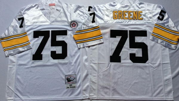 Men Pittsburgh Steelers 75 Joe Greene White M&N Throwback Jersey