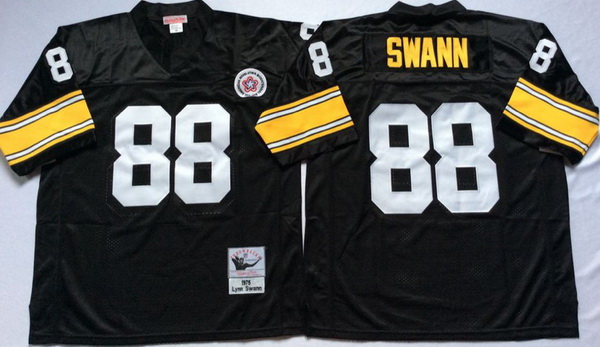 Men Pittsburgh Steelers 88 Lynn Swann Black M&N Throwback Jersey