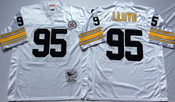 Men Pittsburgh Steelers 95 Greg Lloyd White M&N Throwback Jersey