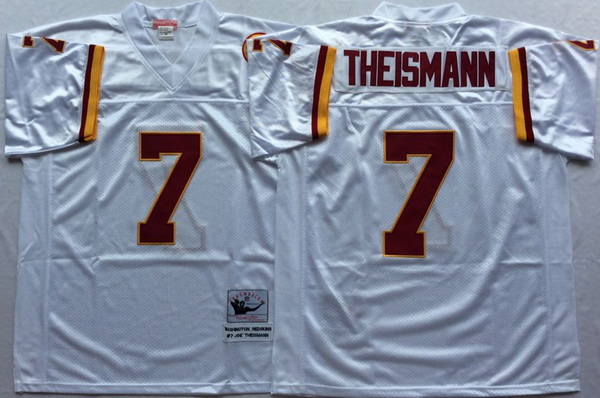 Men Redskins 7 Joe Theismann White M&N Throwback Jersey