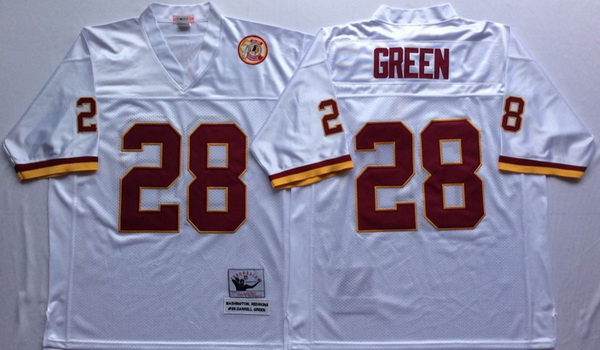 Men Redskins 28 Darrell Green White M&N Throwback Jersey