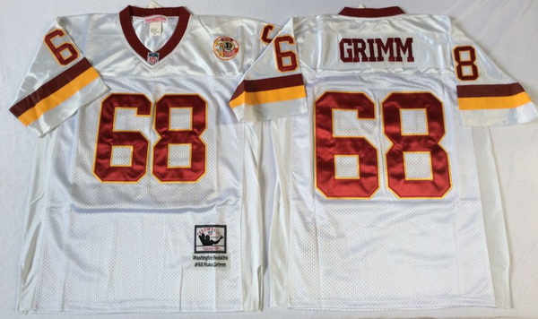 Men Redskins 68 Russ Grimm White M&N Throwback Jersey