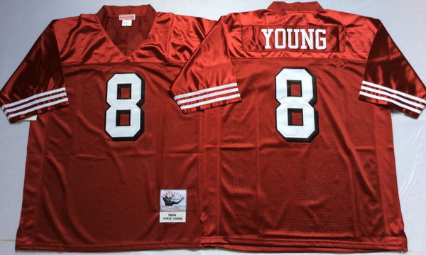 Men San Francisco 49ers 8 Steve Young Red Vintage M&N Jersey