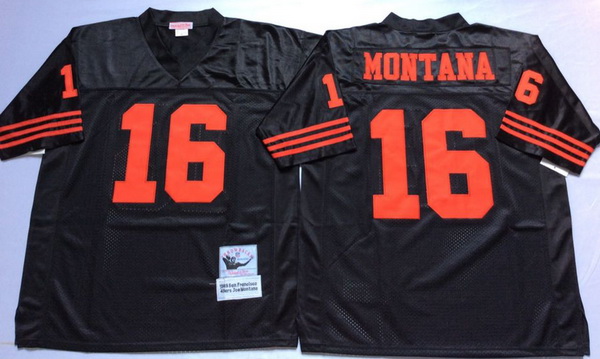 Men San Francisco 49ers 16 Joe Montana Black M&N Throwback Jersey