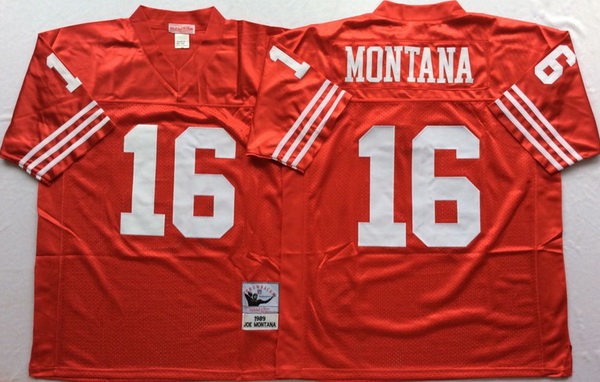 Men San Francisco 49ers 16 Joe Montana Red M&N Throwback Jersey