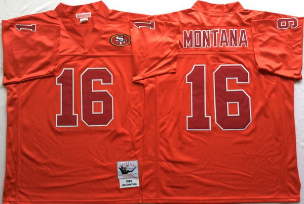 Men San Francisco 49ers 16 Joe Montana Red Vintage M&N Jersey