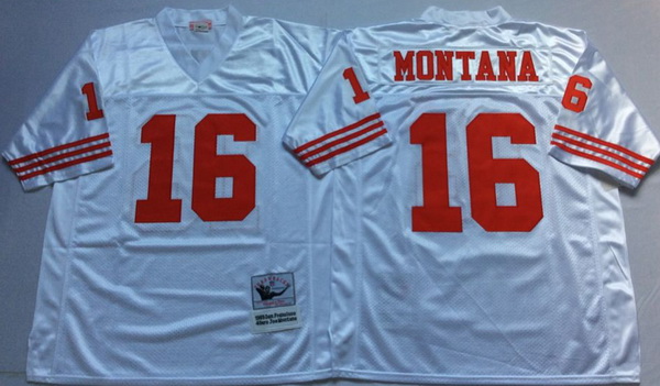 Men San Francisco 49ers 16 Joe Montana White M&N Throwback Jersey