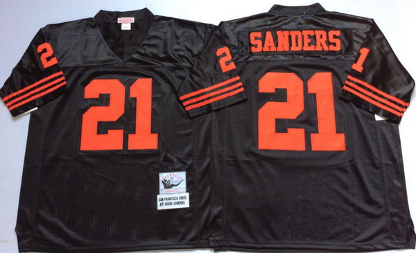 Men San Francisco 49ers 21 Deion Sanders Black M&N Throwback Jersey