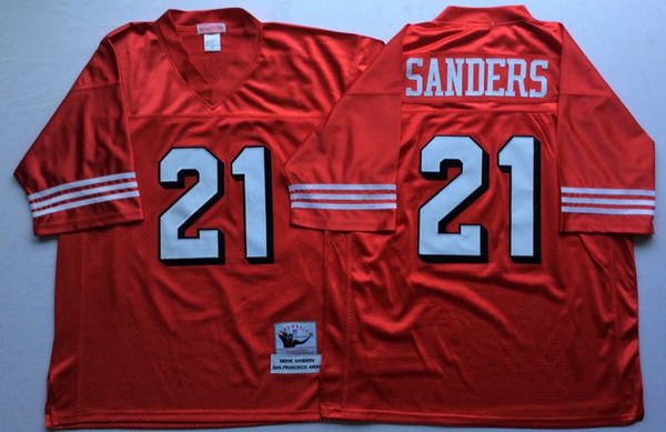 Men San Francisco 49ers 21 Deion Sanders Red Vintage M&N Jersey