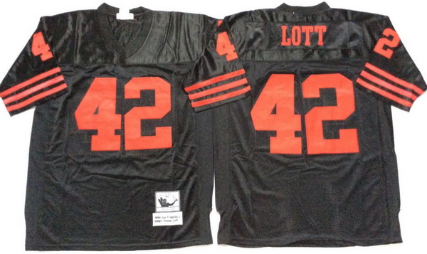 Men San Francisco 49ers 42 Ronnie Lott Black M&N Throwback Jersey