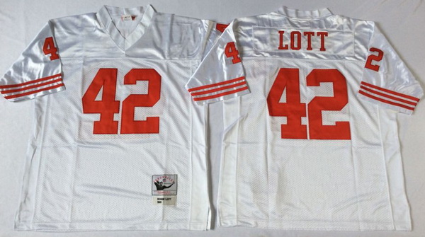 Men San Francisco 49ers 42 Ronnie Lott White M&N Throwback Jersey