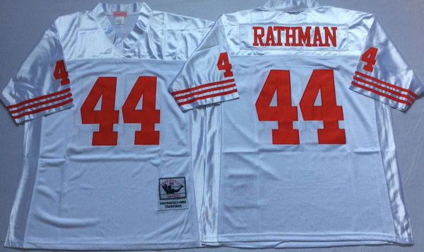 Men San Francisco 49ers 44 Tom Rathman White M&N Throwback Jersey