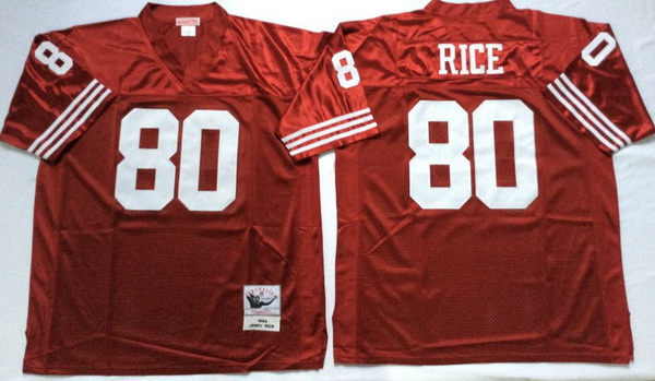 Men San Francisco 49ers 80 Jerry Rice Red M&N Throwback Jersey