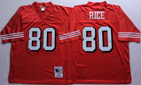 Men San Francisco 49ers 80 Jerry Rice Red Vintage M&N Jersey