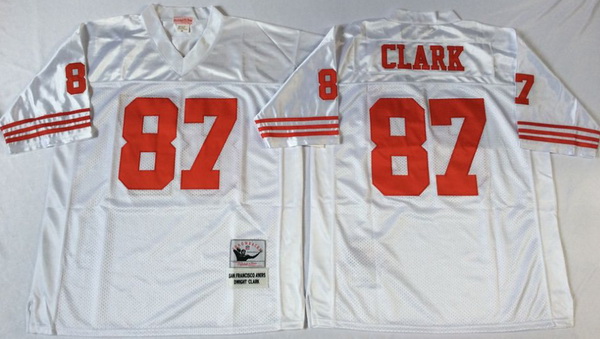 Men San Francisco 49ers 87 Dwight Clark White M&N Throwback Jersey