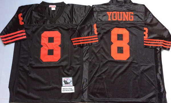 Men San Francisco 49ers Steve Young Black M&N Throwback Jersey