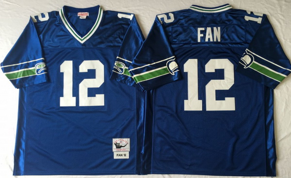 Men Seattle Seahawks 12 Fan Blue M&N Throwback Jersey