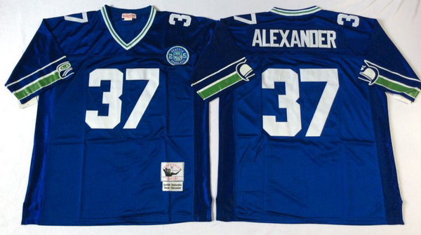 Men Seattle Seahawks 37 Shaun Alexander Blue M&N Throwback Jersey