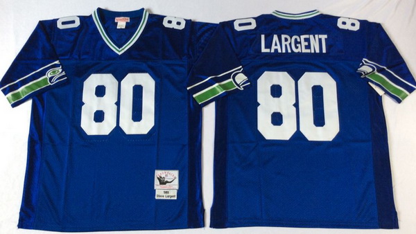 Men Seattle Seahawks 80 Steve Largent Blue M&N Throwback Jersey